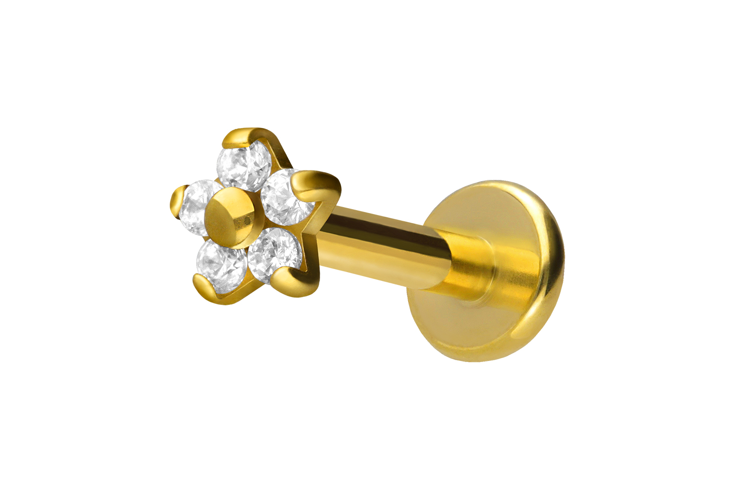 Titan Labret mit Innengewinde BLUME MIT 5 KRISTALLEN