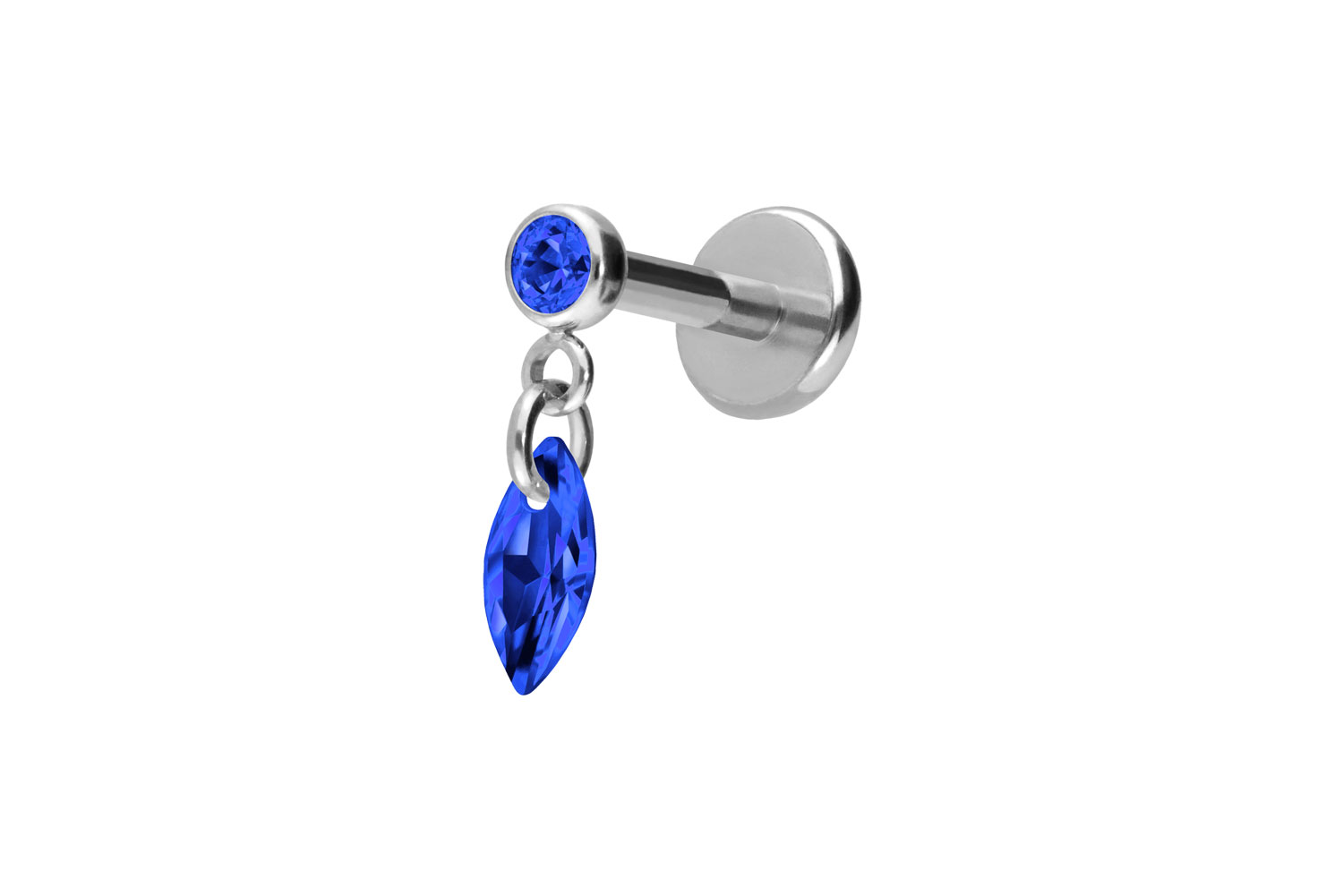 Titanium labret with push fit CRYSTAL OVAL