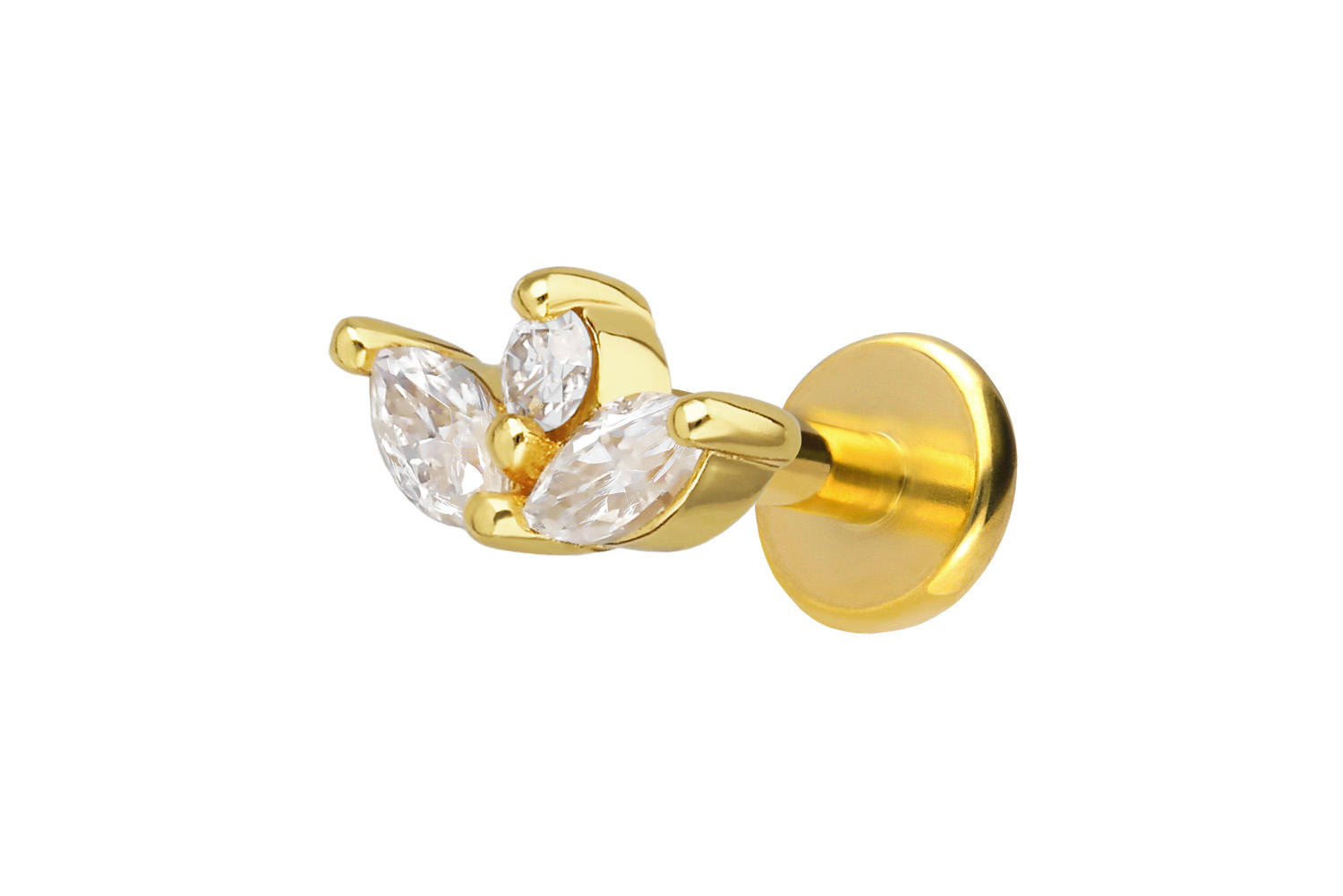 Titan Labret mit Innengewinde + 925er Silber Aufsatz MOISSANIT-LOTUSBLÜTE
