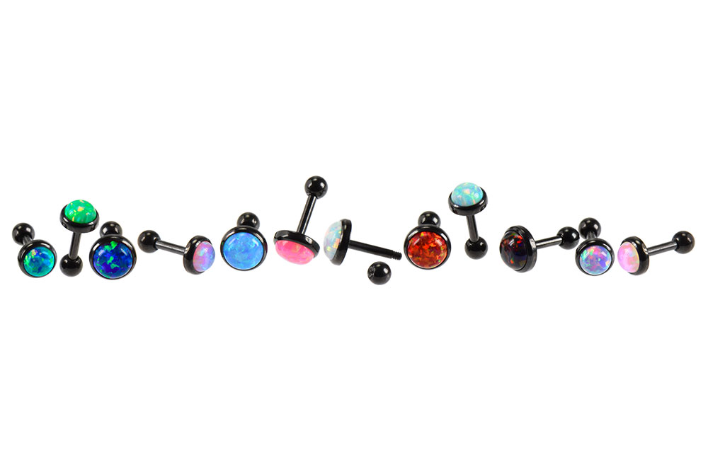 Surgical steel ear piercing SYNTHETIC OPAL ++SALE++