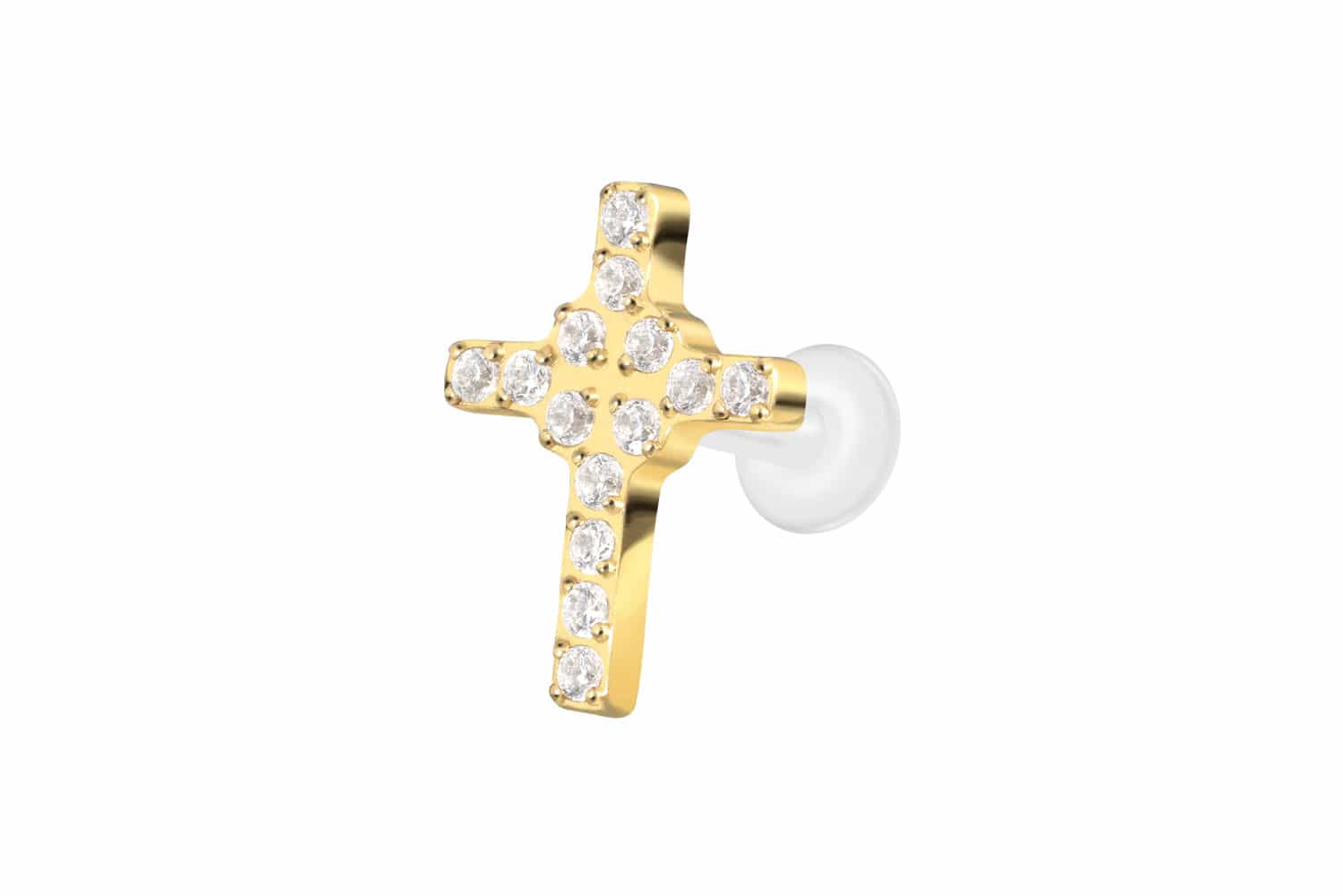 PTFE labret with internal thread + titanium attachment CRYSTAL CROSS