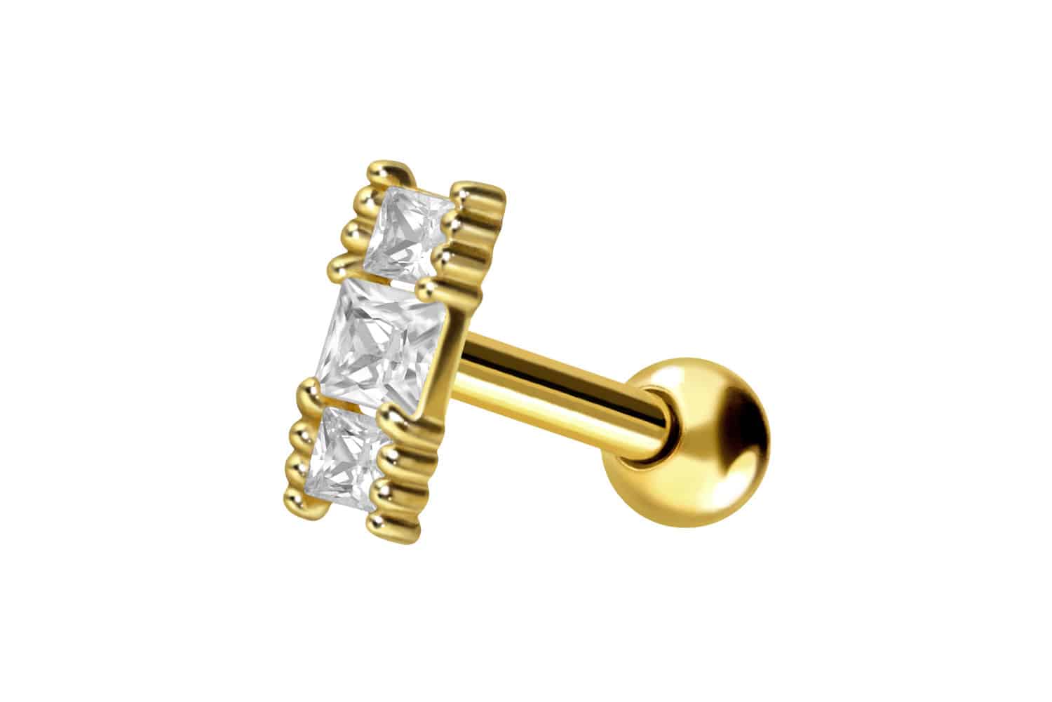 18 carat gold ear piercing CRYSTAL BAR