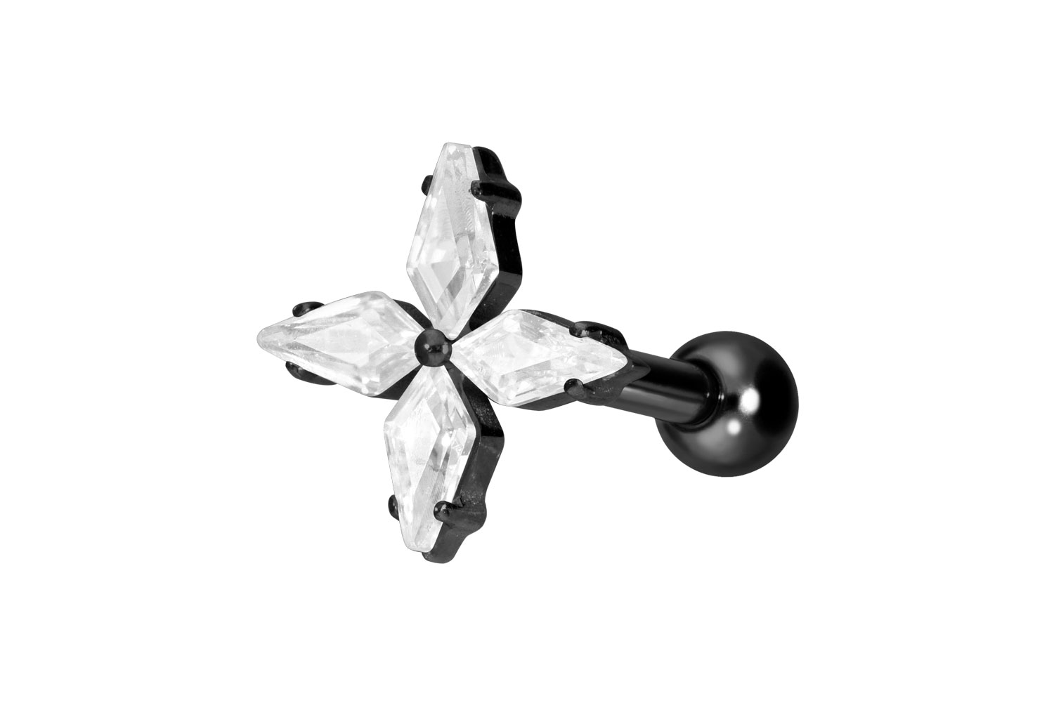 Titanium ear piercing with internal thread CRYSTAL STAR