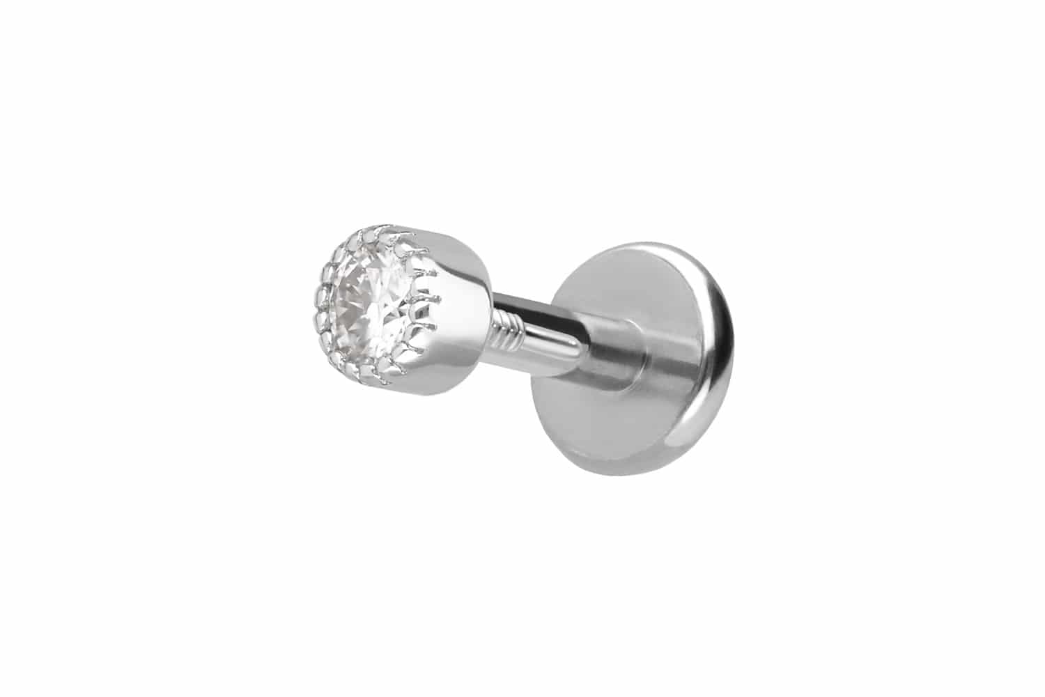 Titanium labret with internal thread + 925 silver attachment MOISSANITE DISC