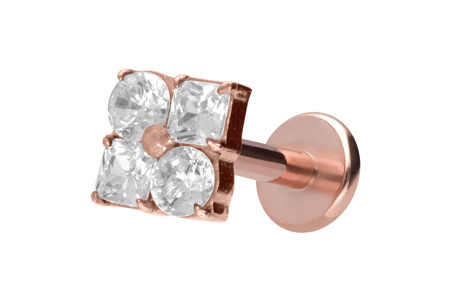 Titanium labret with internal thread CRYSTAL FLOWER