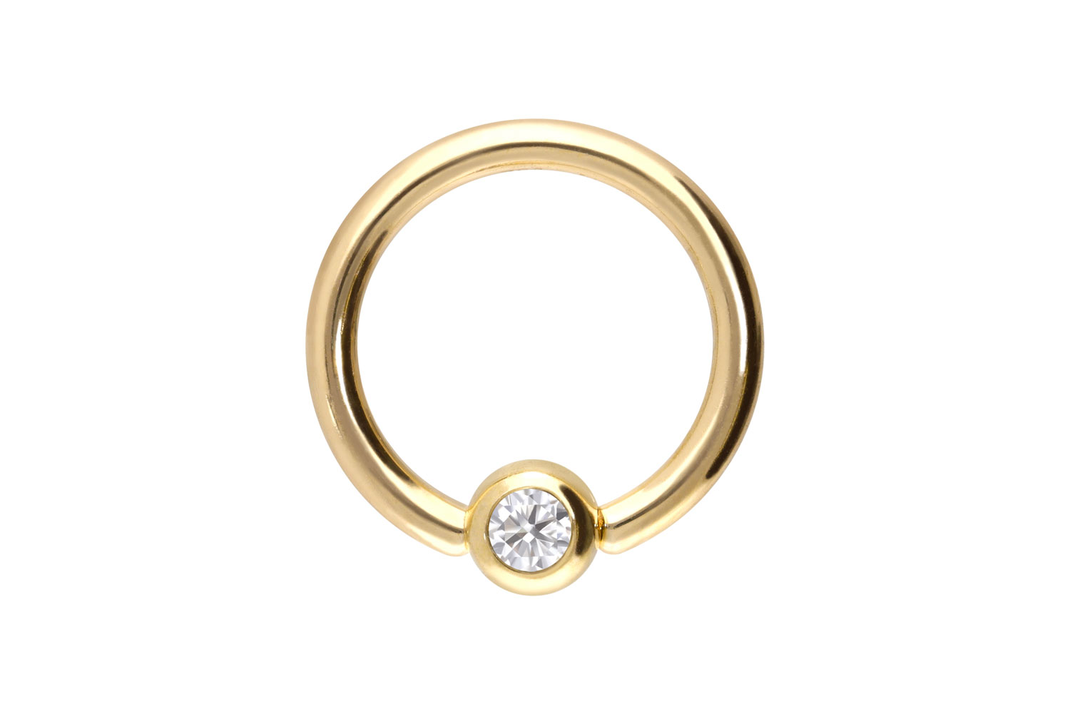 14/18 carat gold ball closure ring MOISSANITE