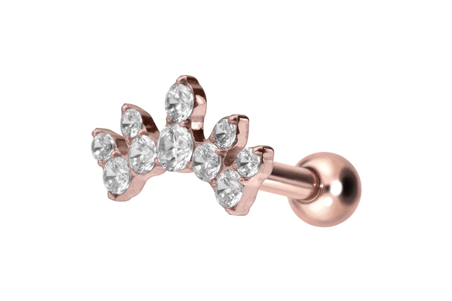 Titanium ear piercing with internal thread CRYSTAL ARCH