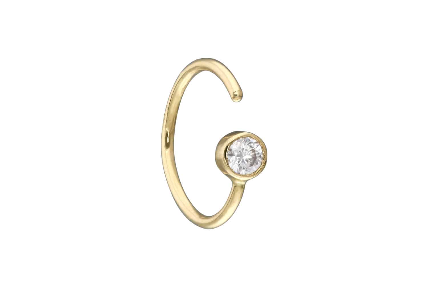 14 Karat Gold Nasenring MOISSANIT - biegbar
