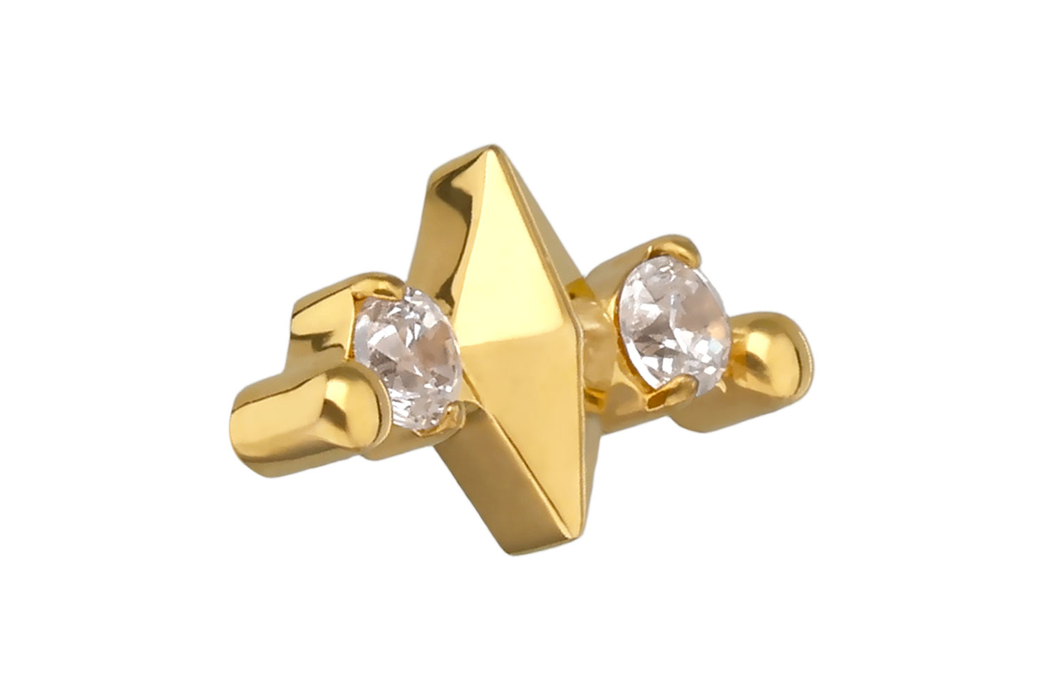 Titanium screw-in attachment with external thread RHOMBUS + 2 CRYSTALS