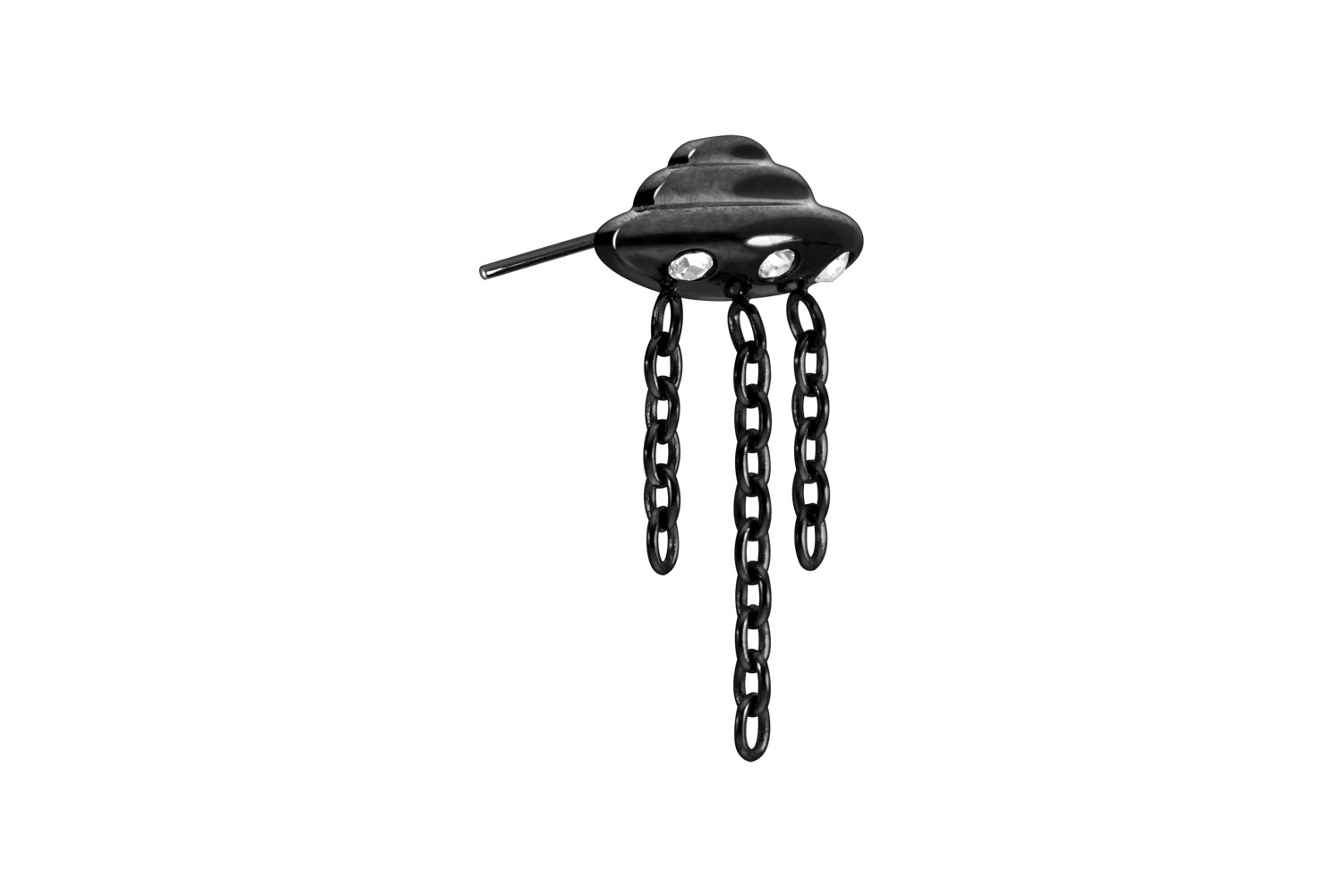 Titanium attachment with push pin UFO + CHAINS + CRYSTALS