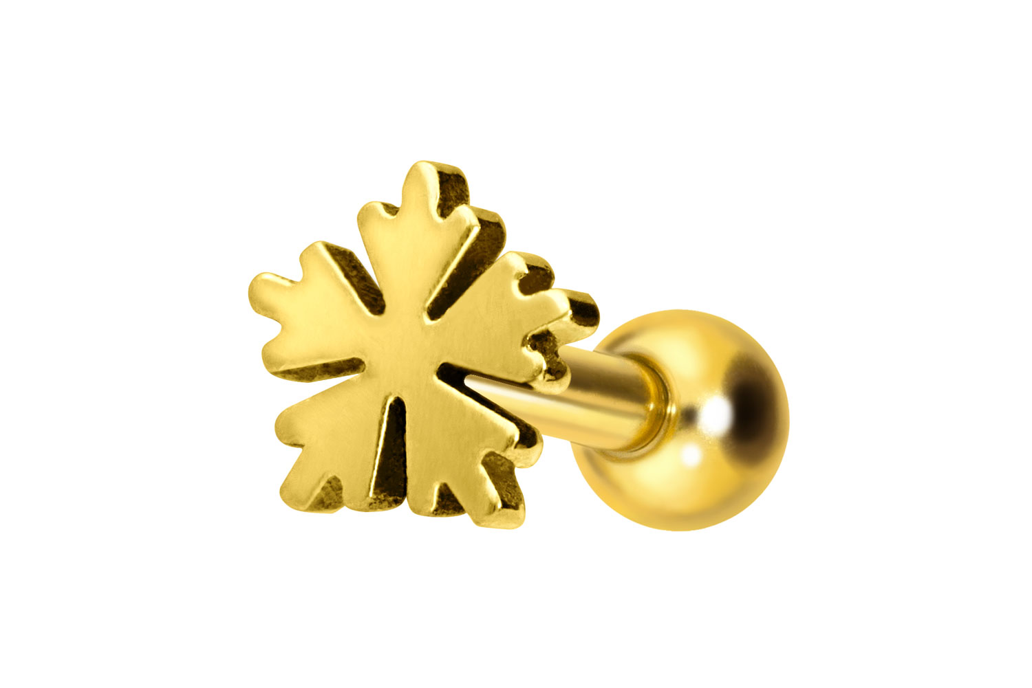 Titanium ear piercing with internal thread SNOWFLAKE
