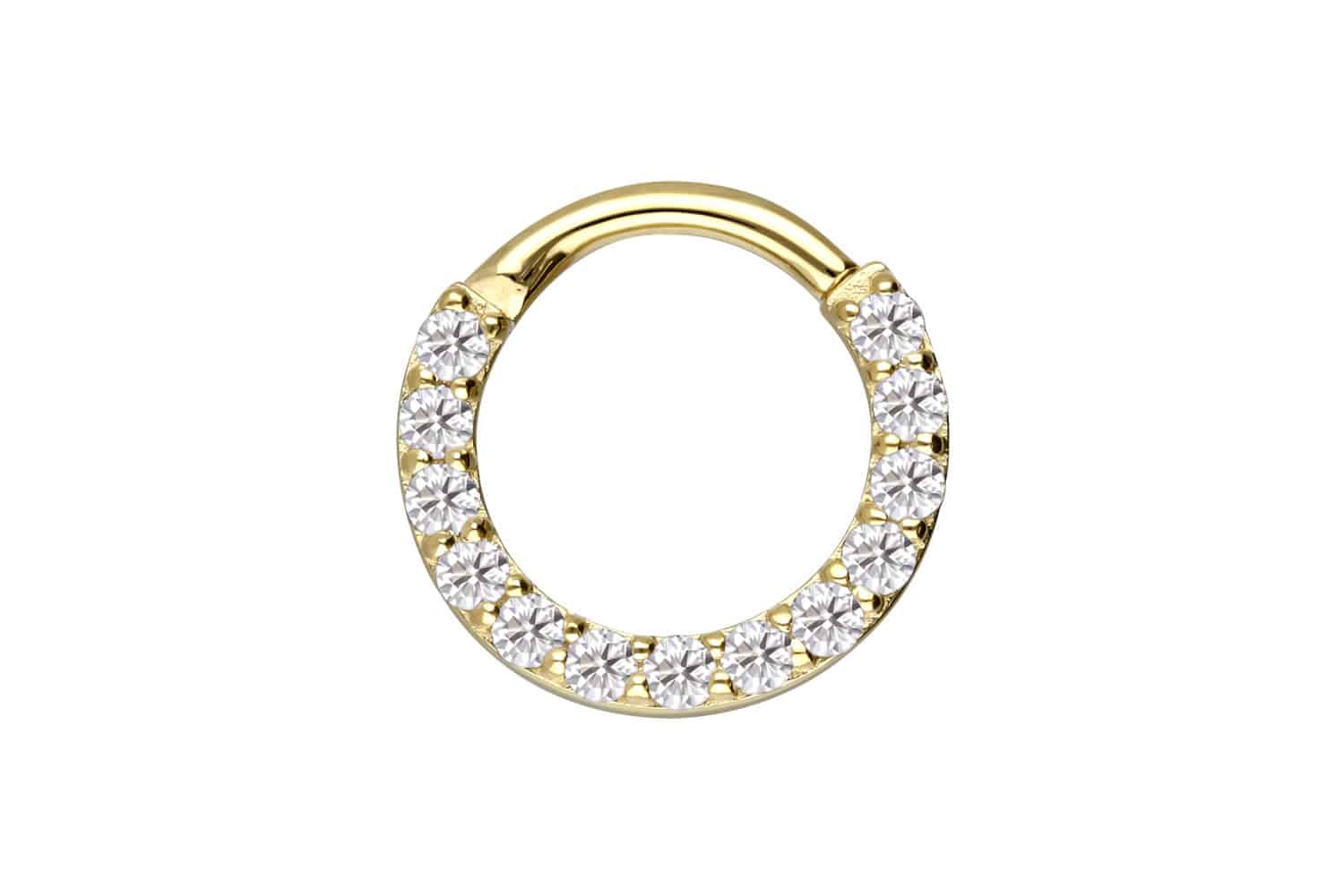 14/18 carat gold segment ring clicker SET MOISSANITES