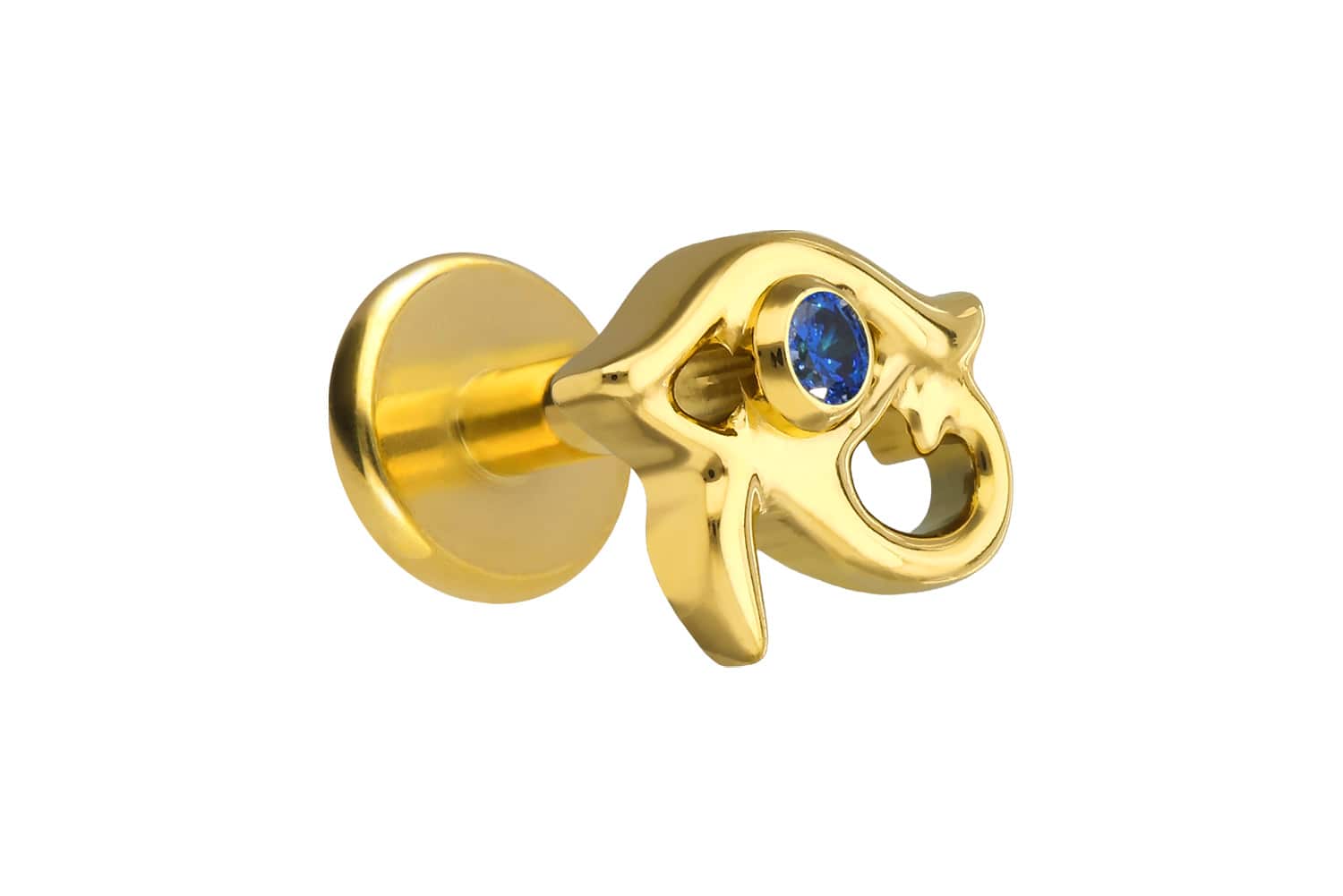 Titanium labret with internal thread EYE OF HORUS