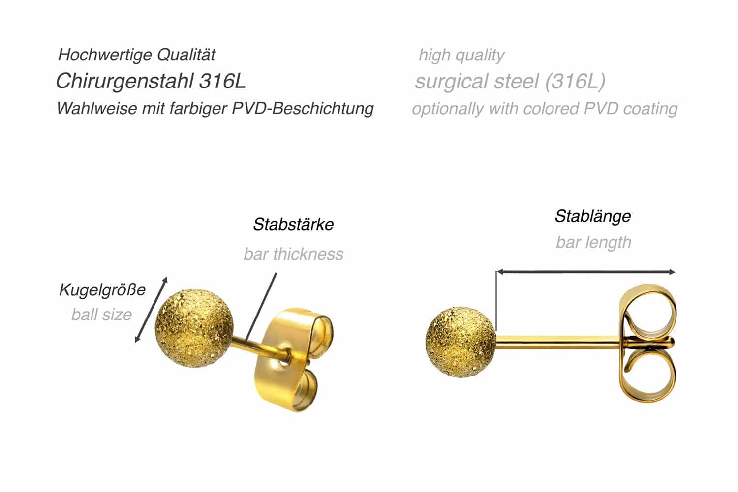 Chirurgenstahl Ohrstecker DIAMANTOPTIK