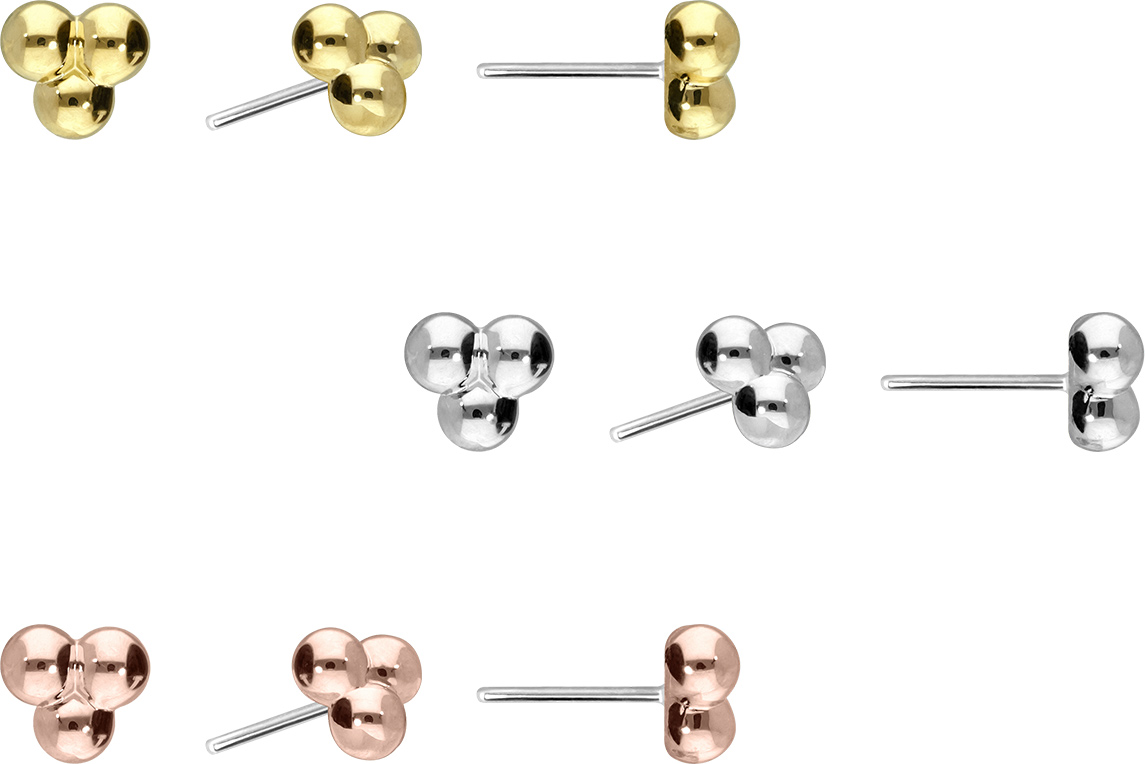 14 carat gold attachment with titanium push pin 3 BALLS