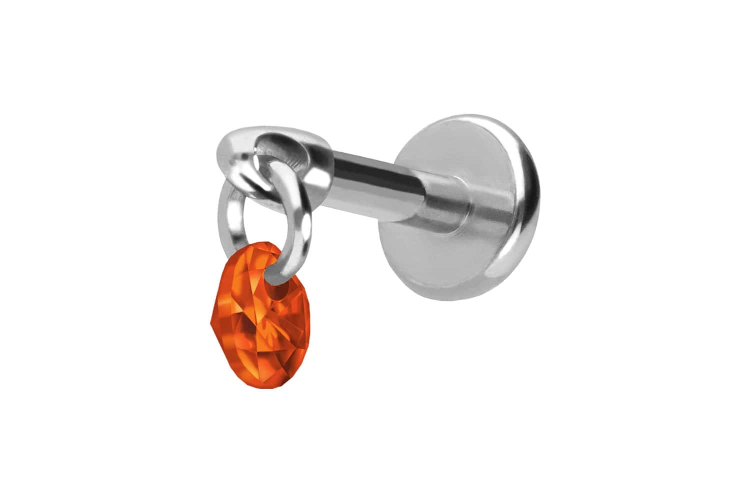 Titanium labret with push fit ROUND CRYSTAL
