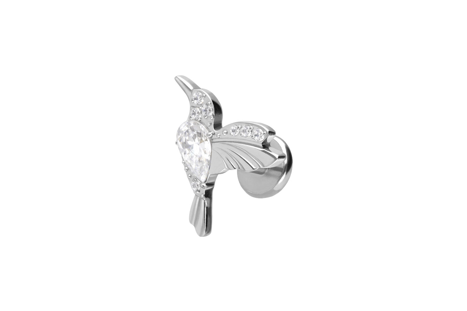 Titanium labret with push fit HUMMINGBIRD