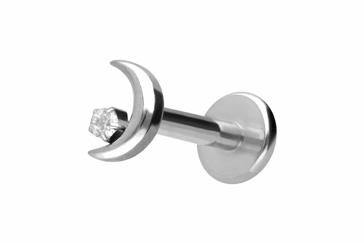 PIERCINGLINE Piercing Stecker Titan Labret mit Push Fit MOND + KRISTALL - Bild 8 von 52