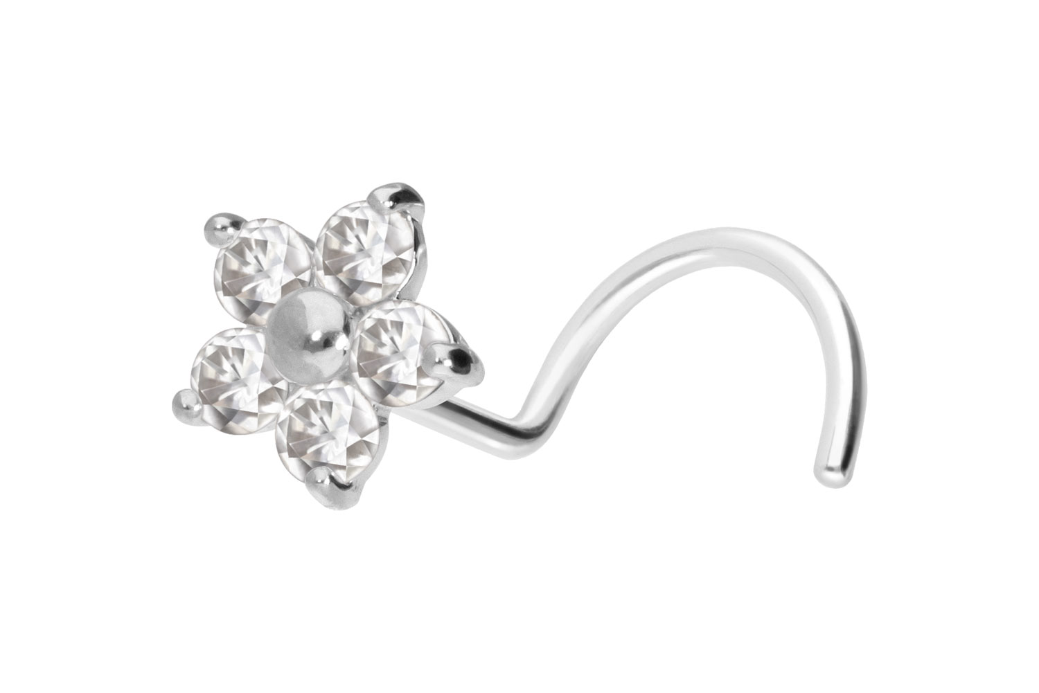 14/18 carat gold nose stud spiral MOISSANITE FLOWER