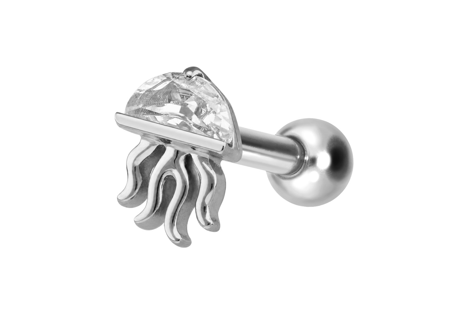 Titanium ear piercing with internal thread JELLYFISH