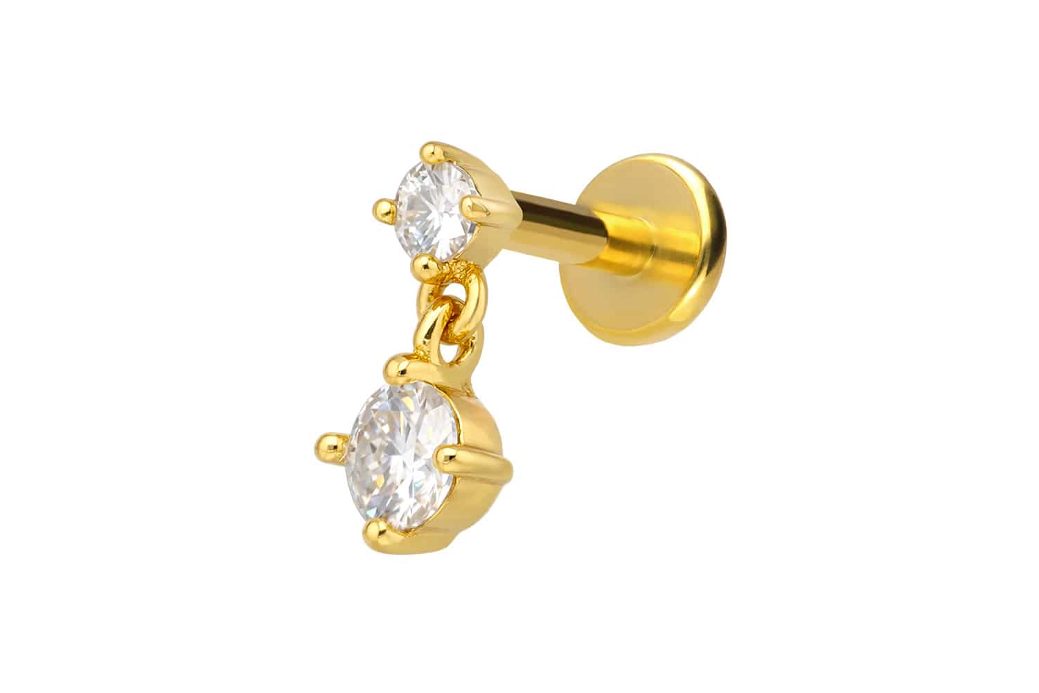 Titanium labret with internal thread + 925 silver attachment 2 MOISSANITES