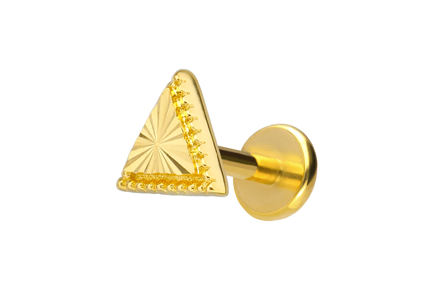 Titanium labret with internal thread + 925 silver attachment TRIANGLE