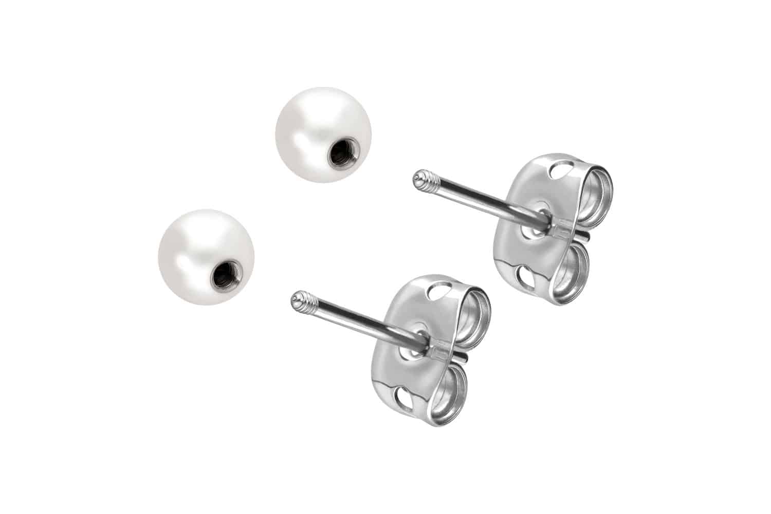 Titanium ear studs GENUINE FRESHWATER PEARL