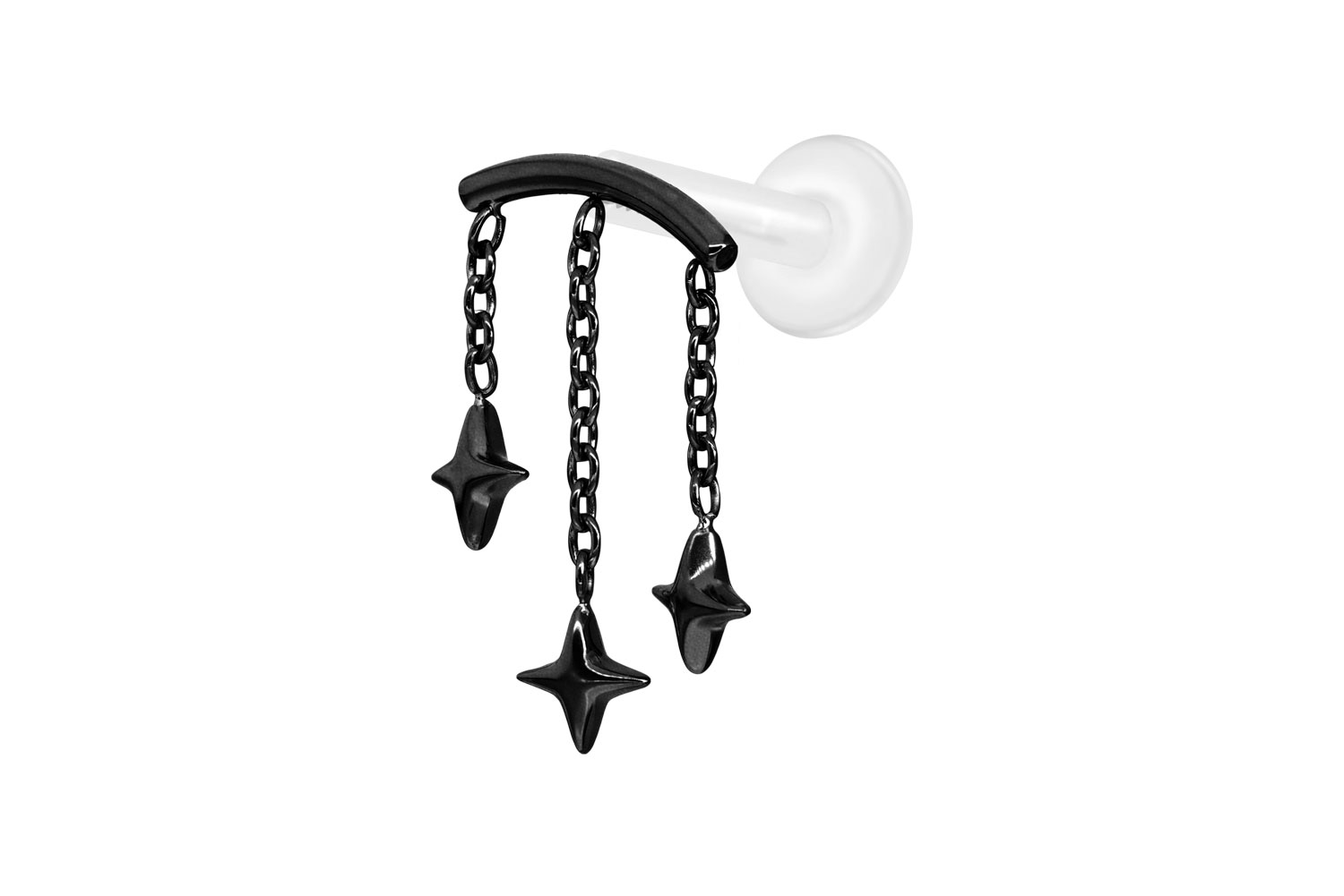 PTFE labret with internal thread + titanium attachment ARCH + 3 STARS