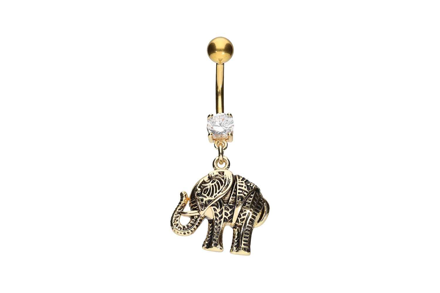 Surgical steel bananabell with brass design ELEPHANT ++SALE++