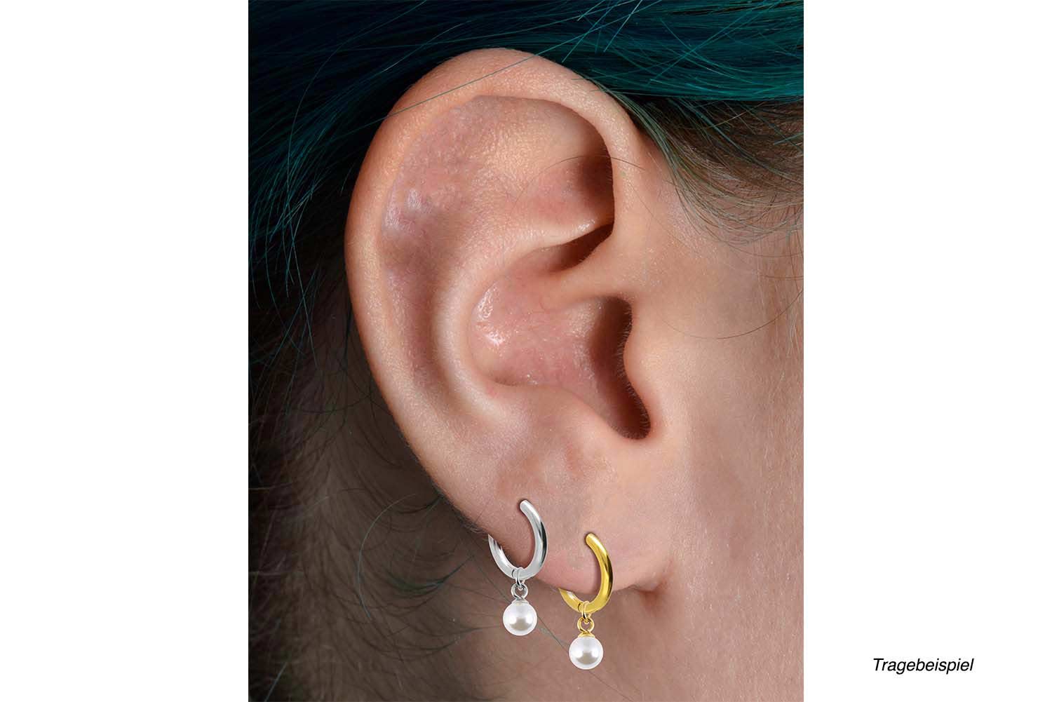 Surgical steel ear clicker creoles SYNTHETIC PEARL