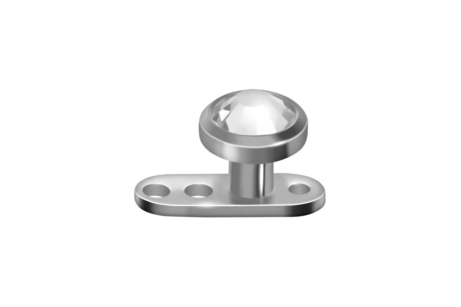 Titanium dermal anchor with 3 holes DISC + CRYSTAL