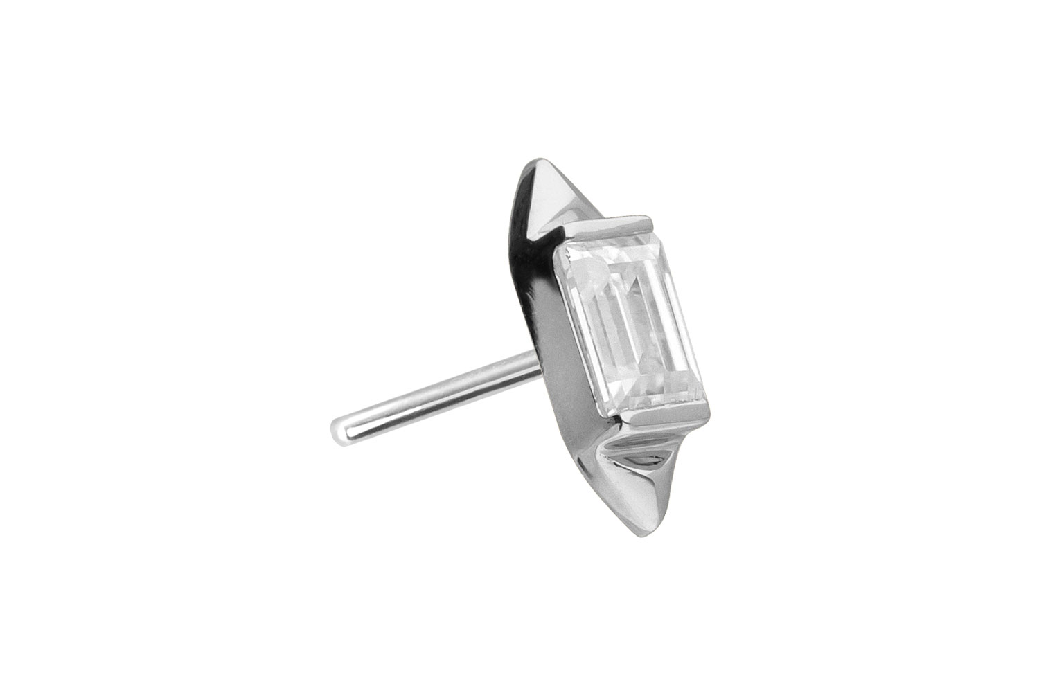 14 Karat Gold Aufsatz mit Titan Push Pin MOISSANIT-RECHTECK + 2 SPITZEN
