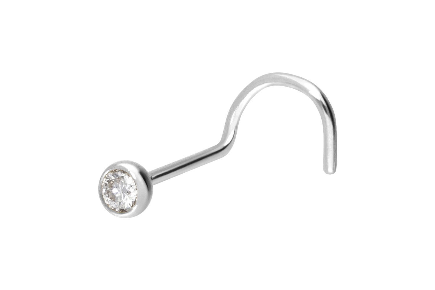 14/18 Karat Gold Nasenstecker Spirale MOISSANIT