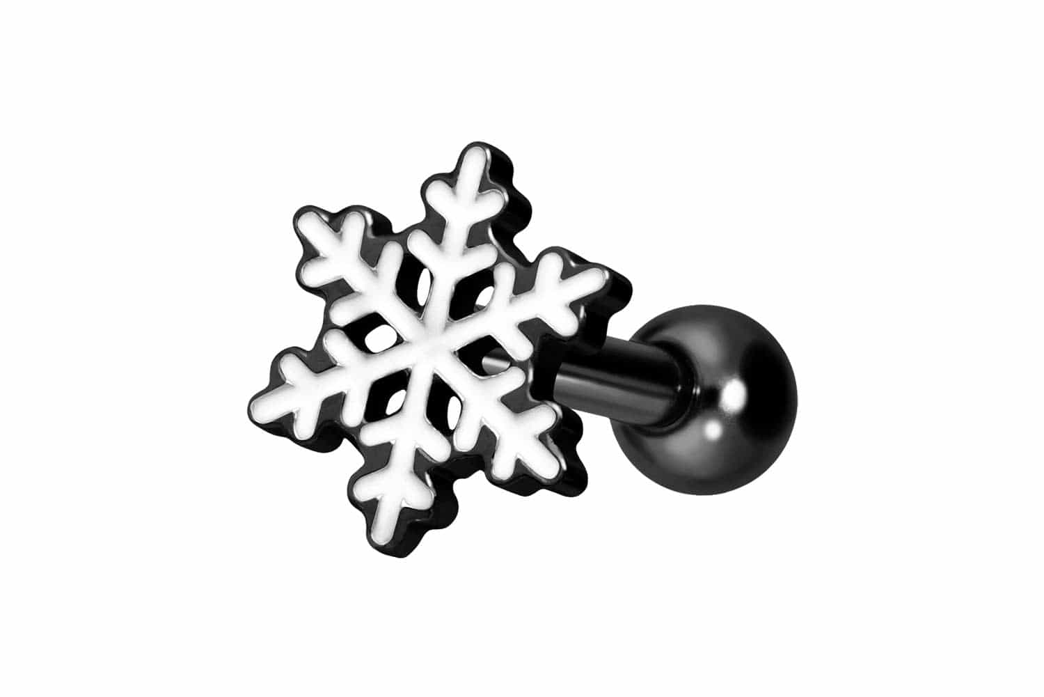 Titanium ear piercing with internal thread SNOWFLAKE