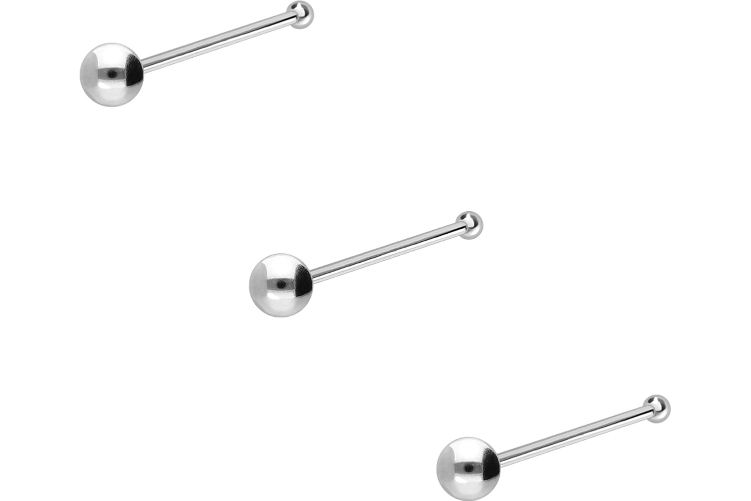 SET 925 silver nose stud pin BALL