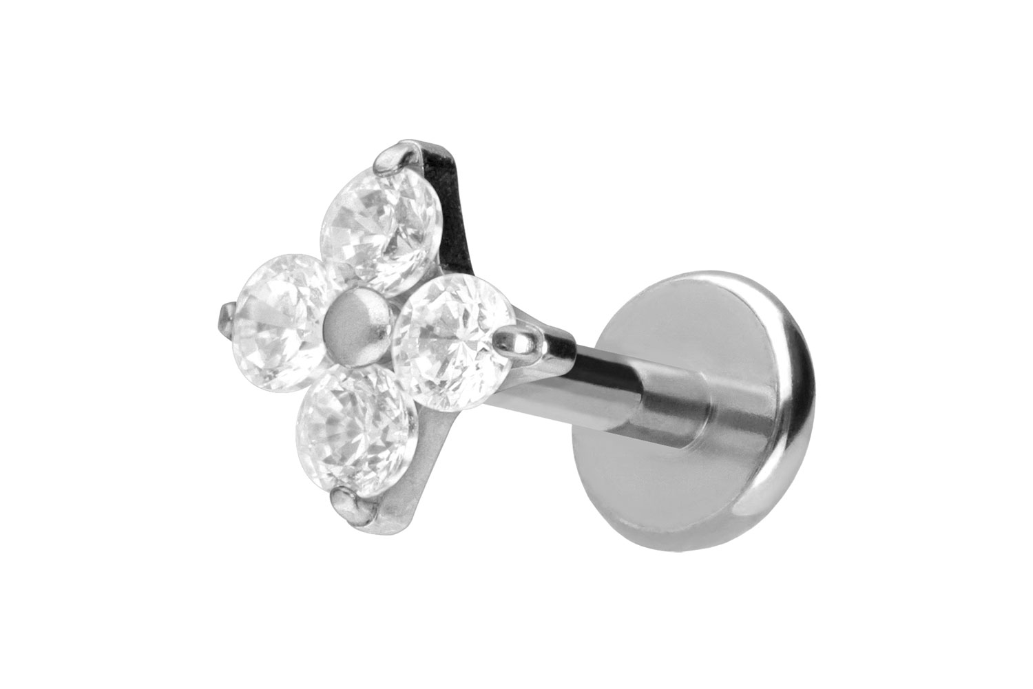 Titanium labret with push fit CRYSTAL FLOWER