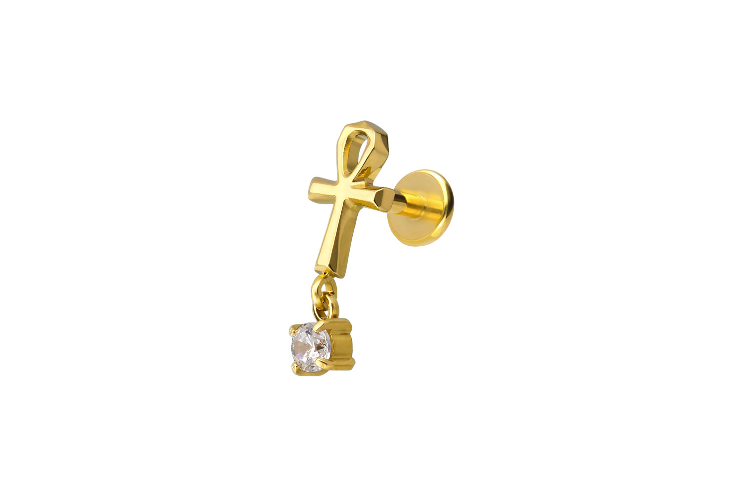 Titan Labret mit Push Fit ANKH + KRISTALL