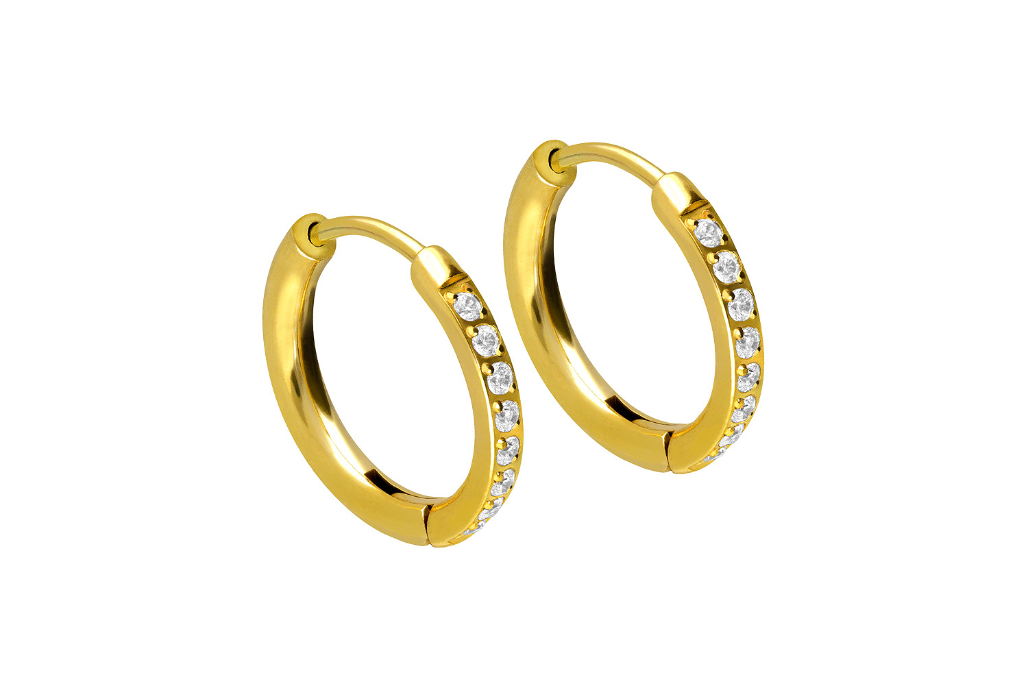 Chirurgenstahl Ohrclicker Creolen EINGEFASSTE KRISTALLE