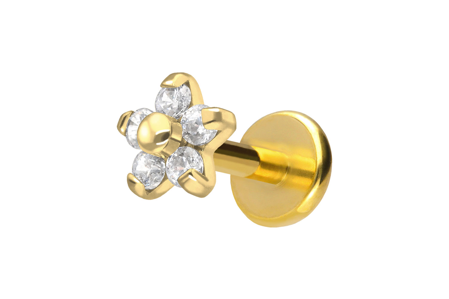 Titan Labret mit Push Fit BLUME MIT 5 KRISTALLEN