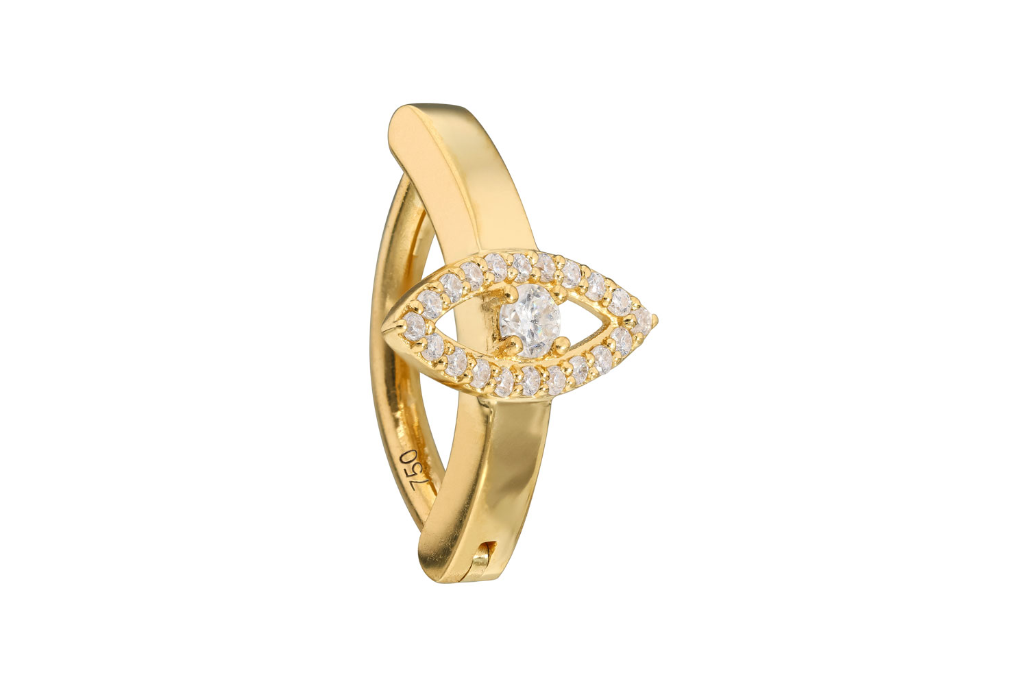 14/18 Karat Gold Bauchnabelclicker BOGEN + MOISSANIT-AUGE