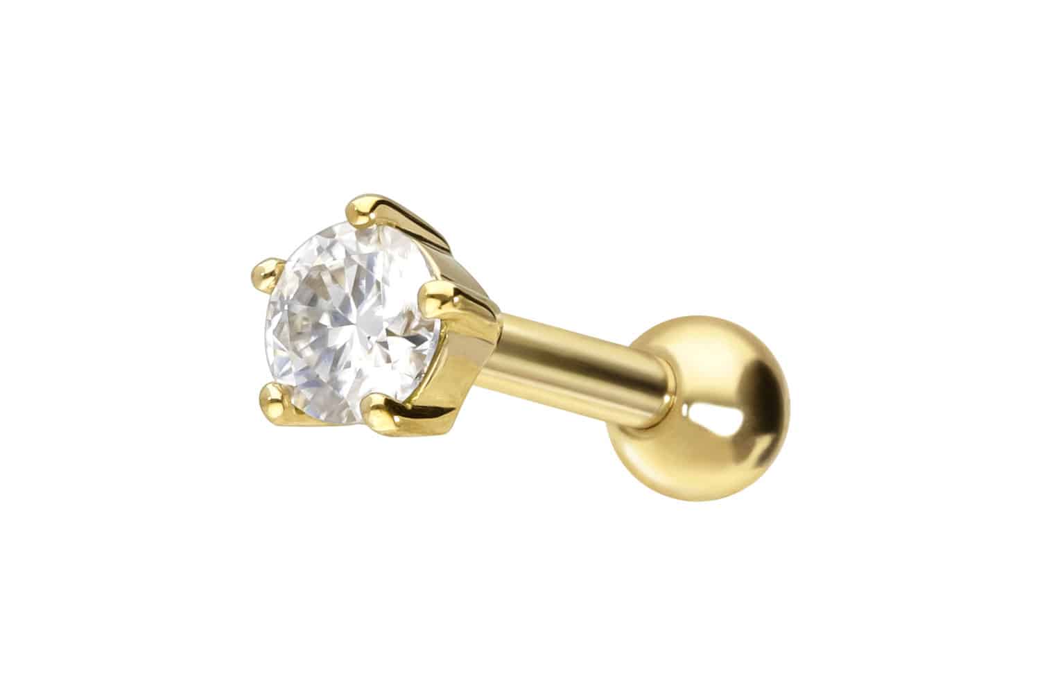 14/18 carat gold ear piercing SET MOISSANITE