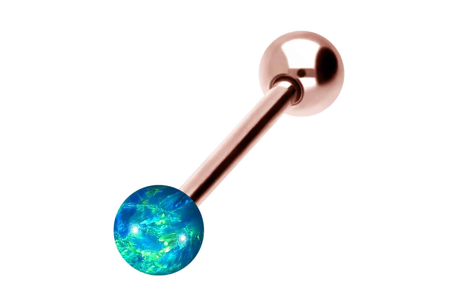 Surgical steel barbell SYNTHETIC OPAL + SURGICAL STEEL BALL