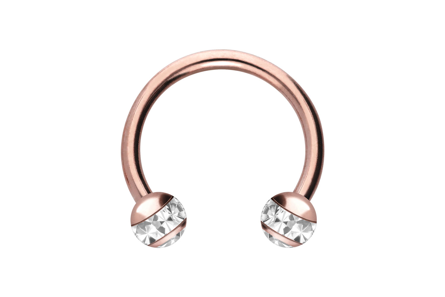 Chirurgenstahl Hufeisenring EPOXY-RING-KUGELN + KRISTALLE