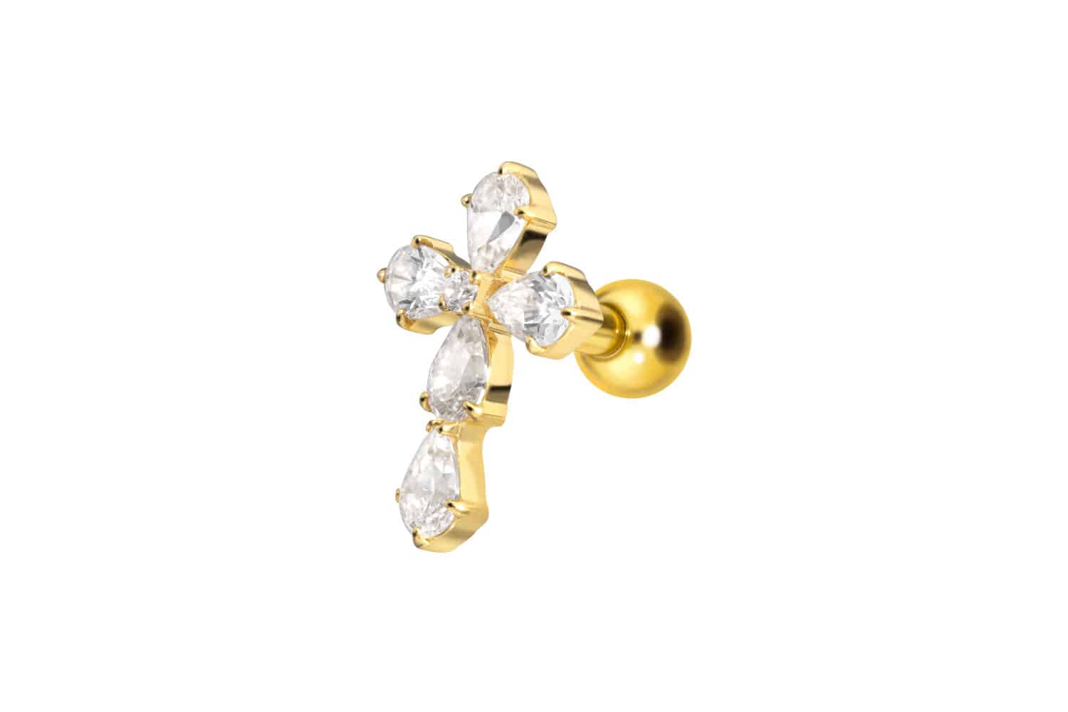 Titanium ear piercing with internal thread CRYSTAL CROSS