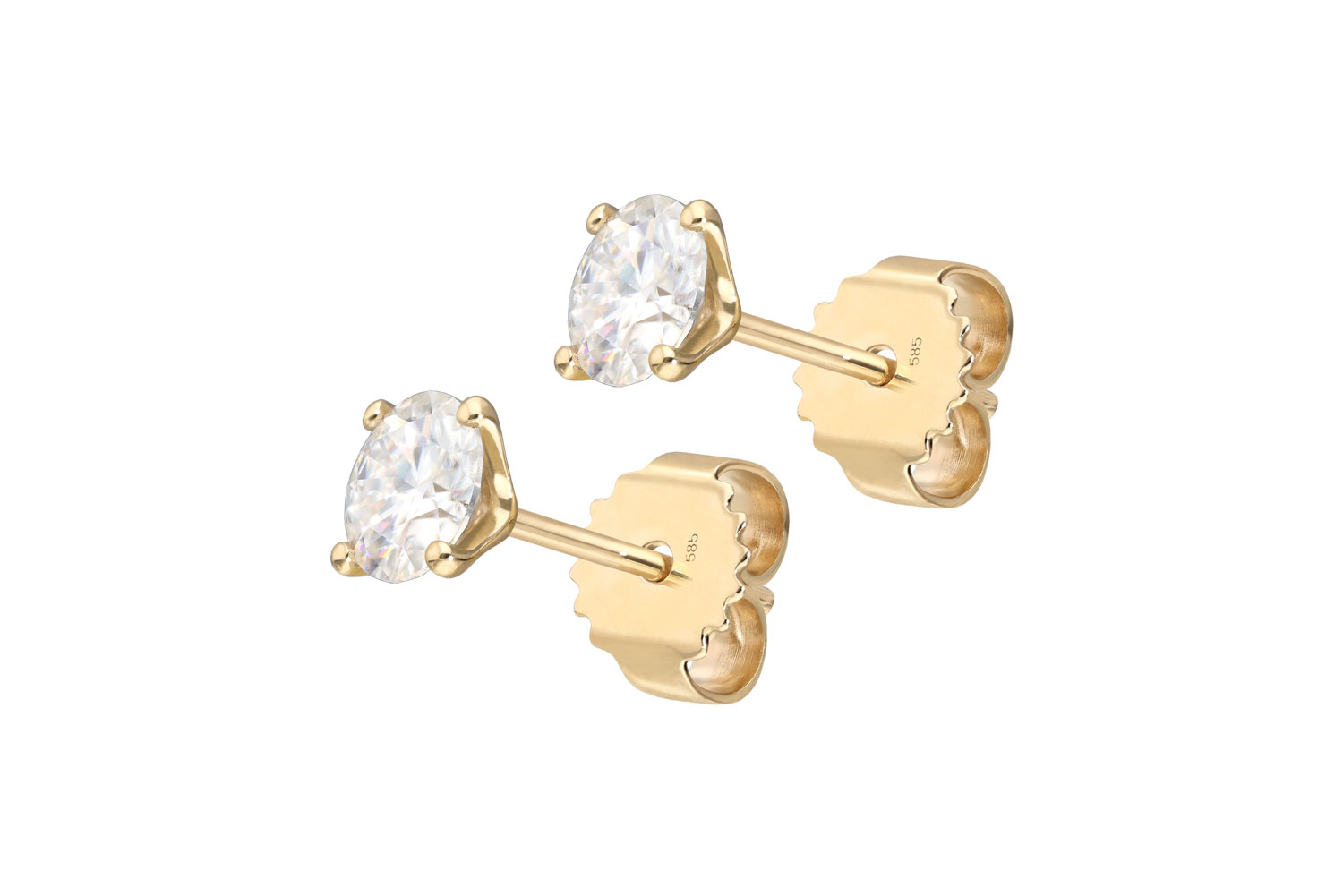 14 carat gold ear studs SET MOISSANITE