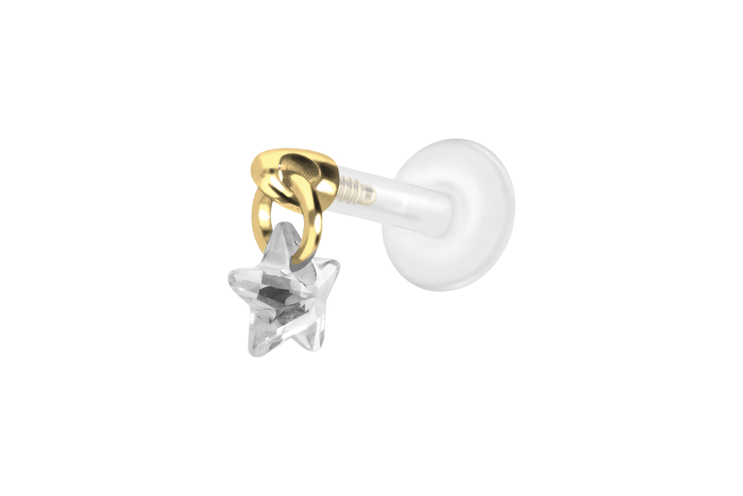PTFE labret with internal thread + titanium attachment CRYSTAL STAR