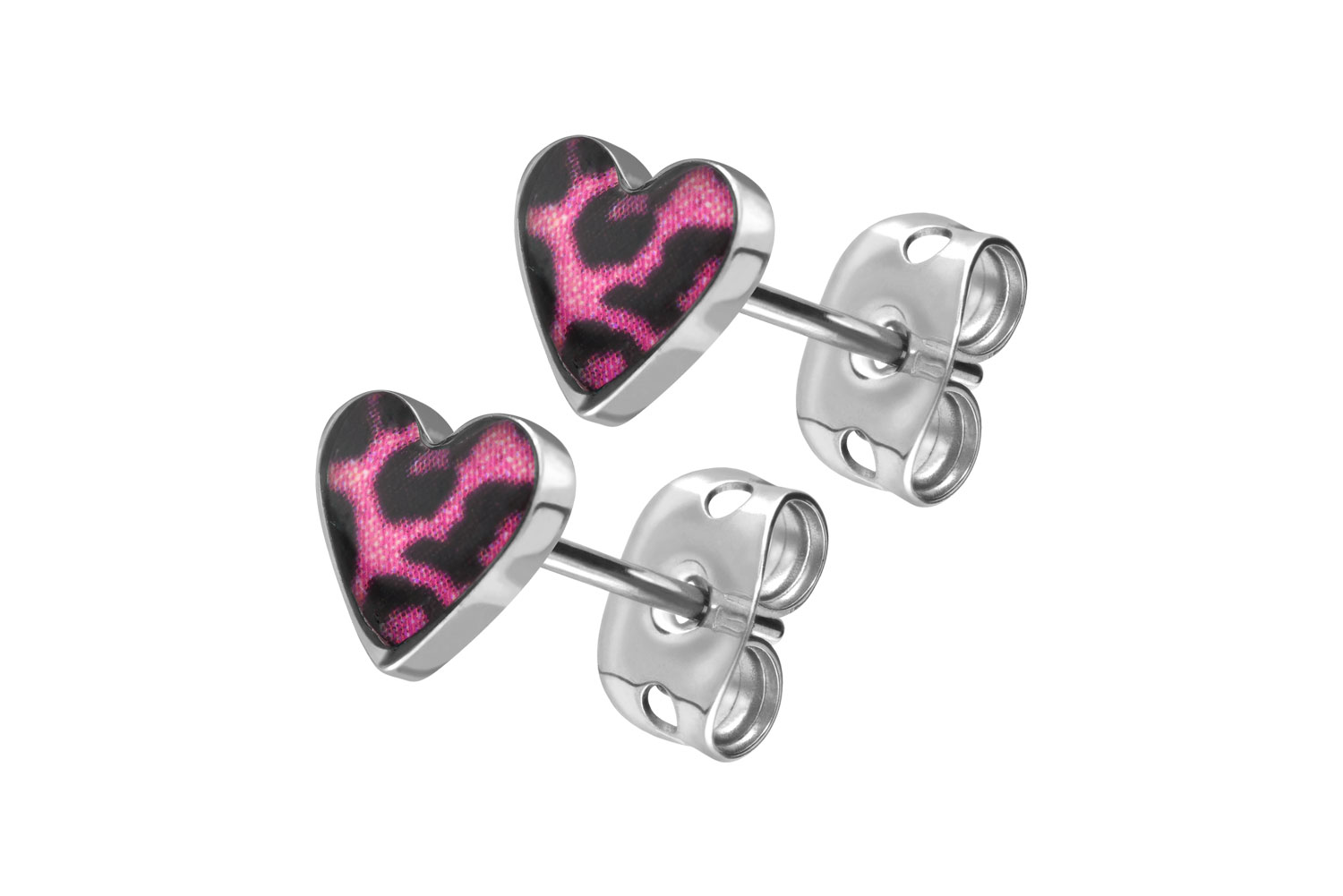 Titanium ear studs LEOPARD HEART