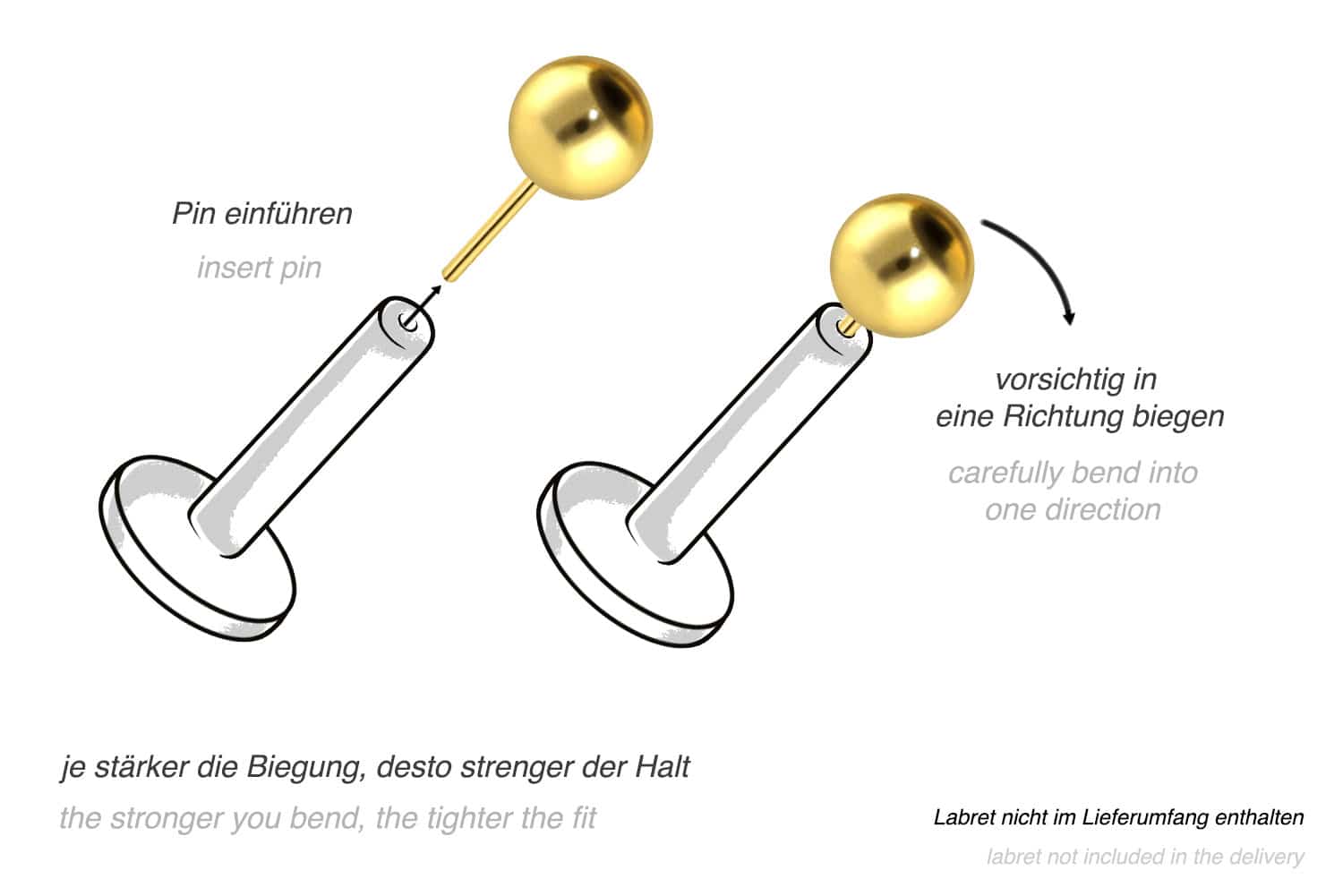 Titan Kugel mit Push Pin