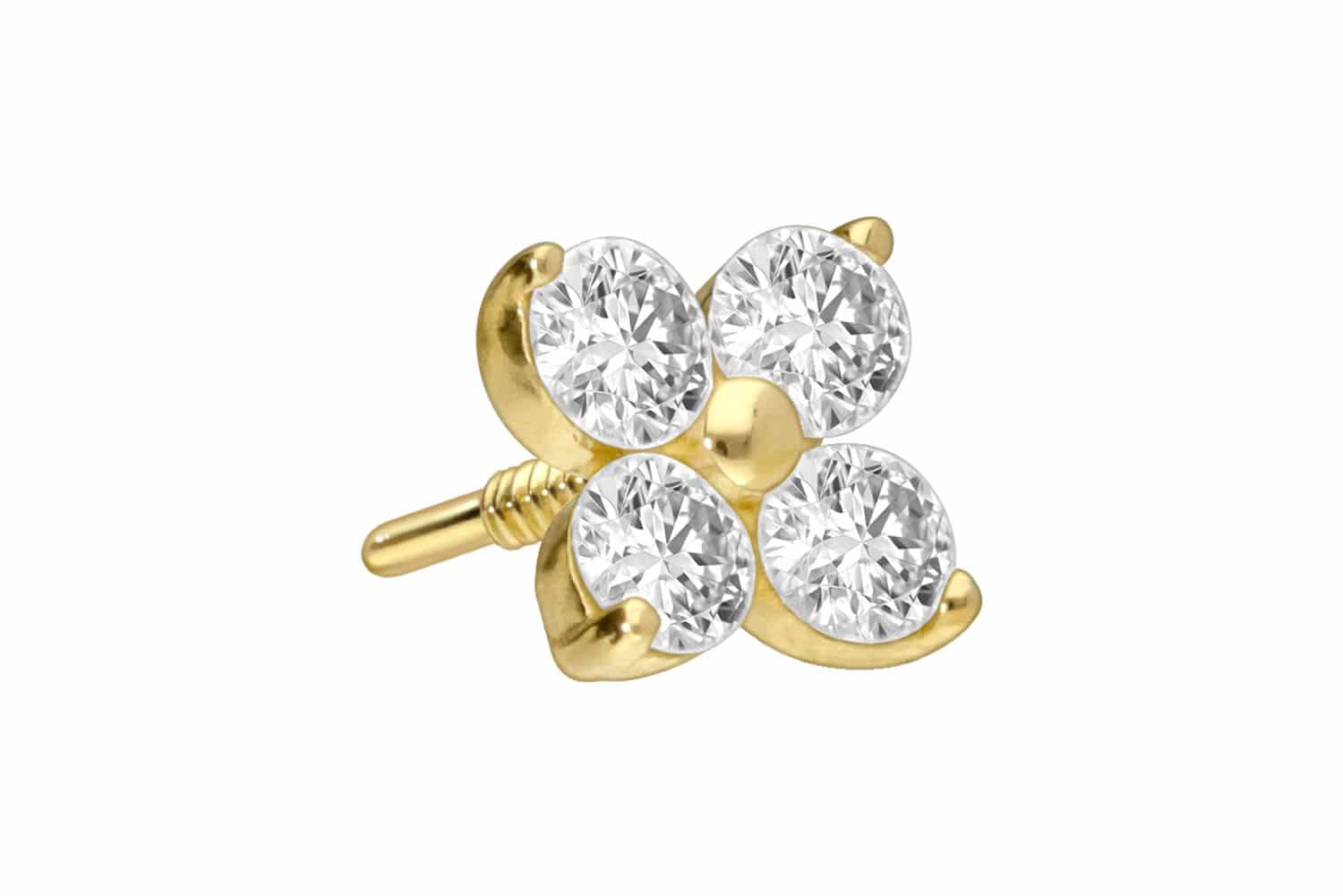 18 carat gold screw-in attachment with external thread DIAMOND FLOWER