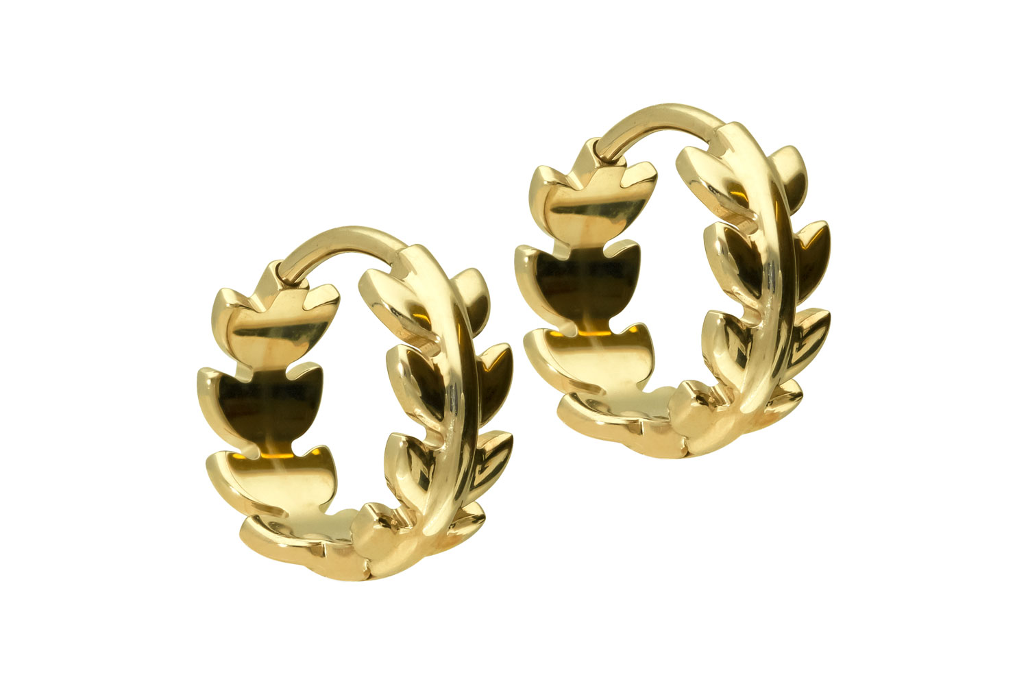 Surgical steel ear clicker creoles LEAVES